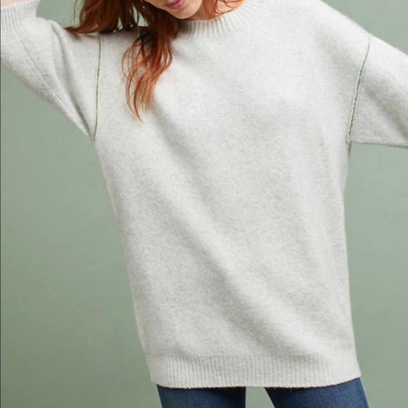 Anthropologie Moth Dempsey Gray Green Pullover Wool Alpaca Sweater Oversized M - Picture 1 of 11